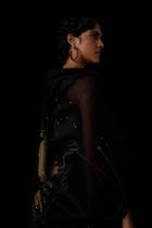 Zuben Zodiac Black Handwoven Embroidered Saree view 10