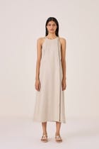 Supun Biege Linen Panelled Dress view 1