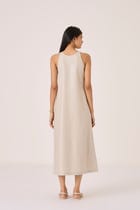 Supun Biege Linen Panelled Dress view 11