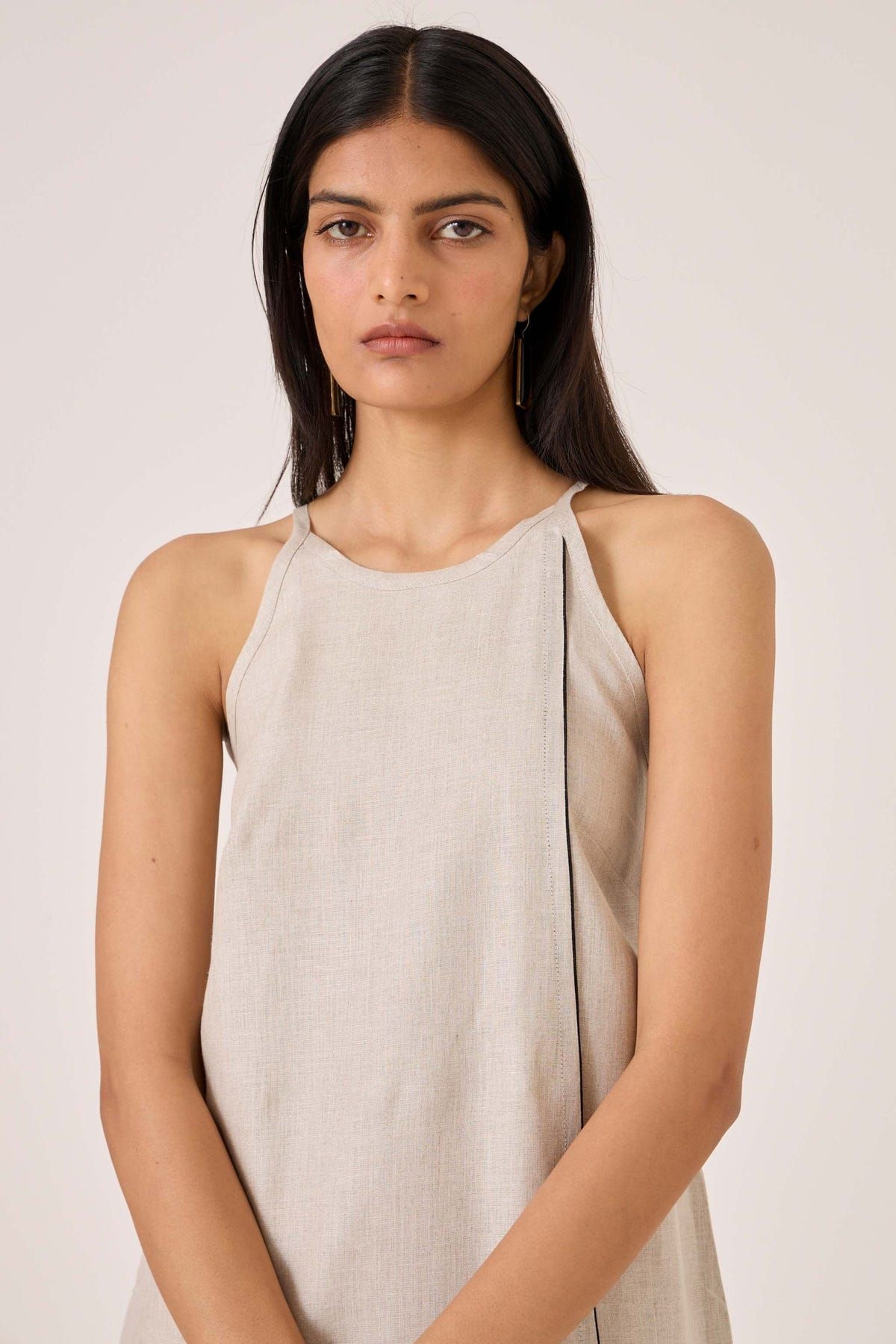Supun Biege Linen Panelled Dress - image 3