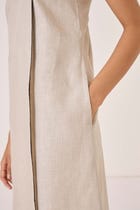 Supun Biege Linen Panelled Dress view 5