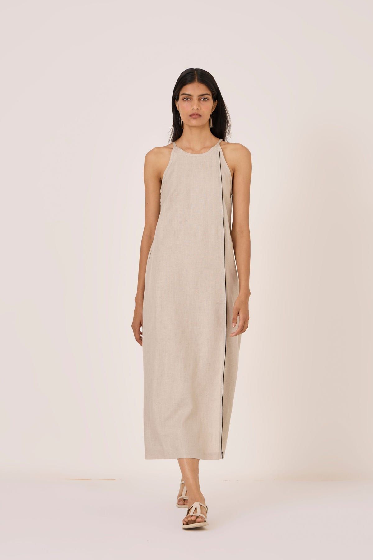 Supun Biege Linen Panelled Dress - image 7
