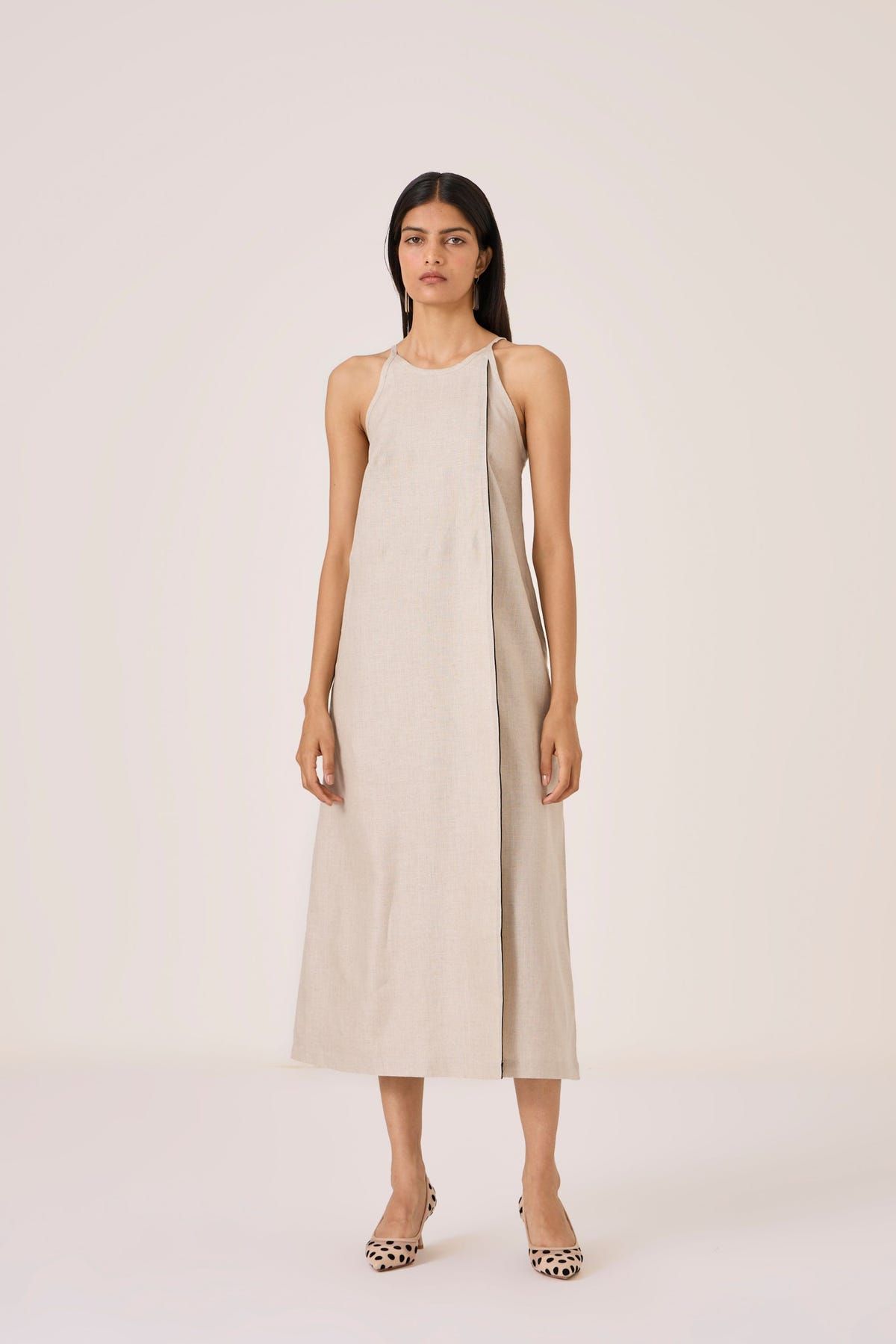 Supun Biege Linen Panelled Dress - image 8