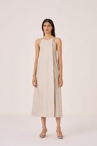 Supun Biege Linen Panelled Dress view 8