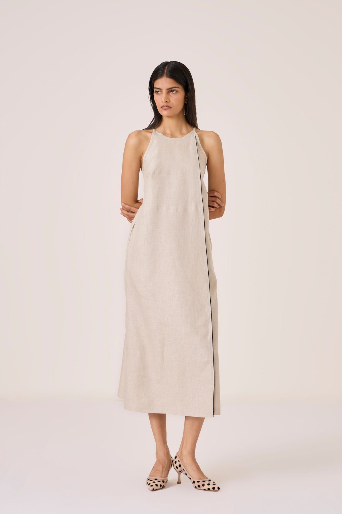 Supun Biege Linen Panelled Dress - image 9