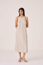 Supun Biege Linen Panelled Dress view 9