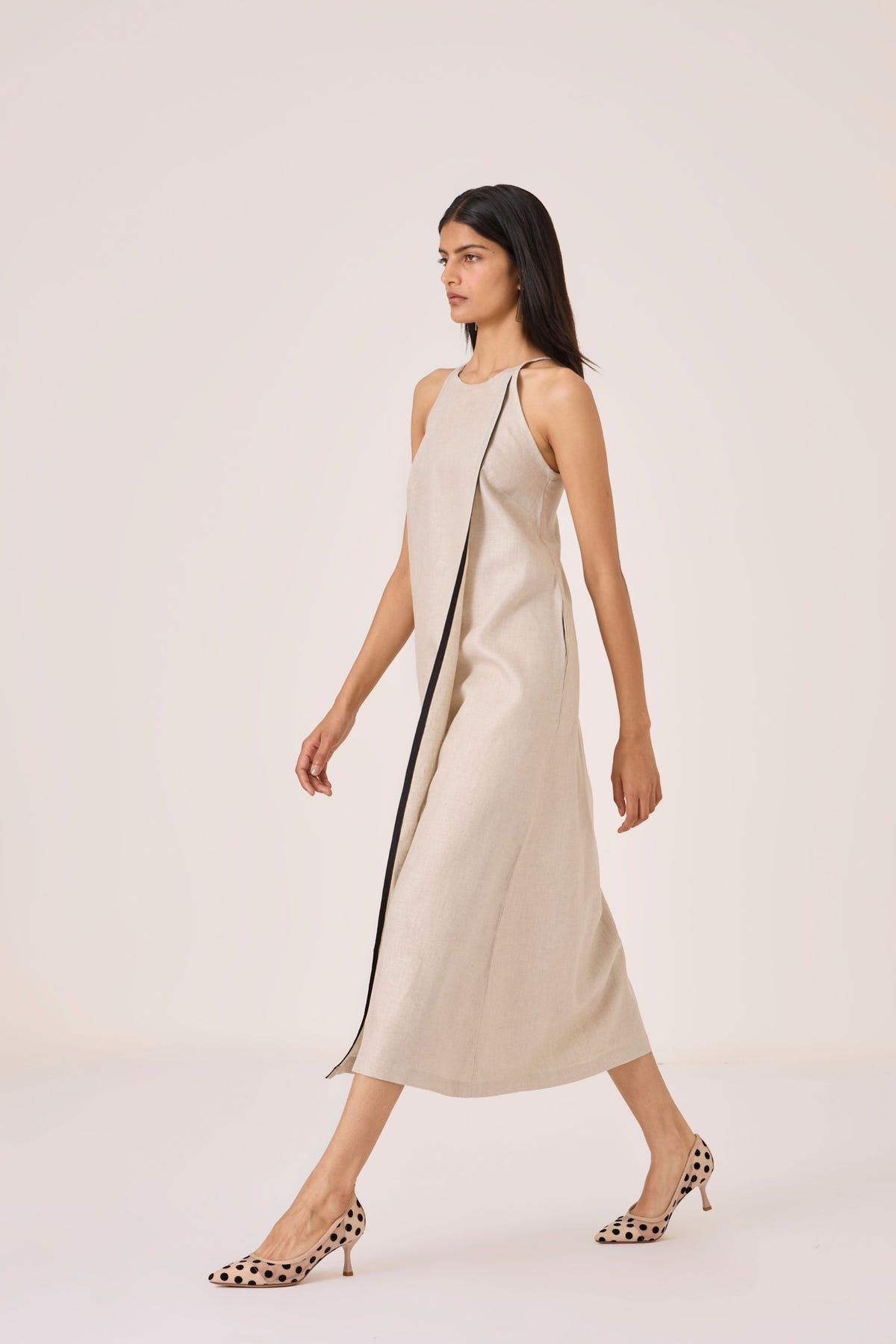 Supun Biege Linen Panelled Dress - image 10