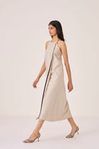 Supun Biege Linen Panelled Dress view 10