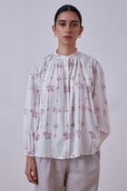 Kesar Red Hand Printed Top view 1