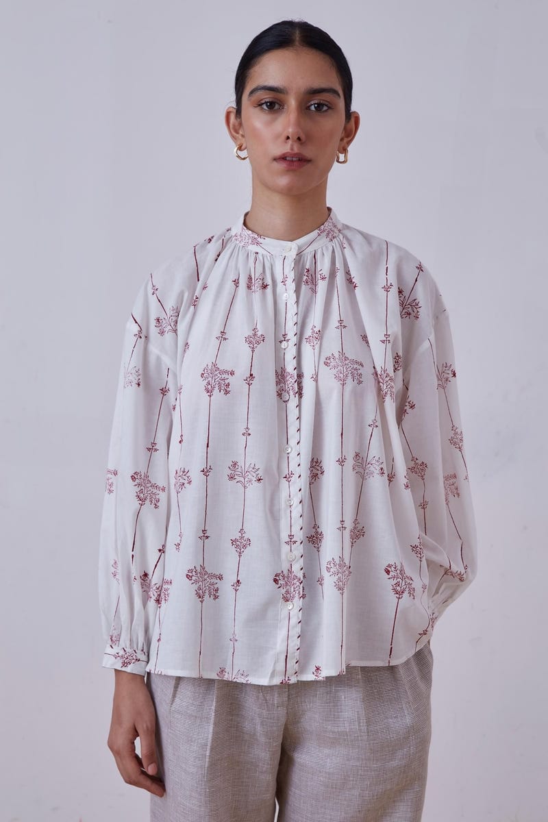 Kesar Red Hand Printed Top