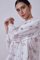Kesar Red Hand Printed Top view 3