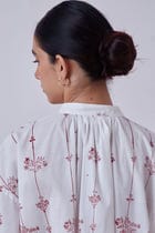 Kesar Red Hand Printed Top view 7