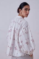Kesar Red Hand Printed Top view 8