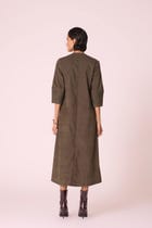 Mir Olive Needlecord Embroidered Dress view 12