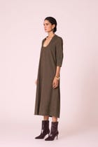 Mir Olive Needlecord Embroidered Dress view 4