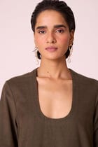 Mir Olive Needlecord Embroidered Dress view 5