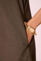 Mir Olive Needlecord Embroidered Dress view 9