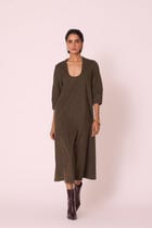 Mir Olive Needlecord Embroidered Dress view 10