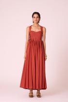 Erato Rust Pleated Dress view 1