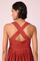 Erato Rust Pleated Dress view 11