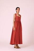 Erato Rust Pleated Dress view 2