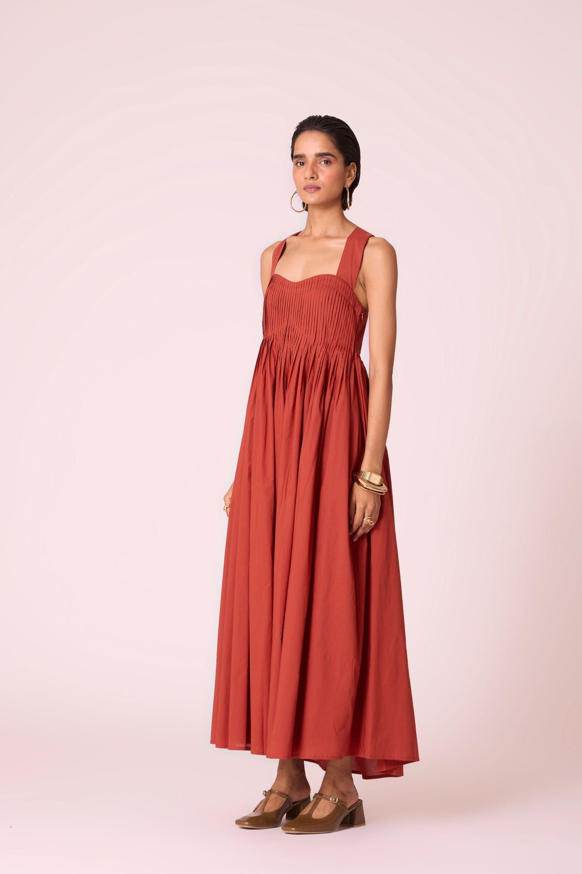 Erato Rust Pleated Dress - image 3