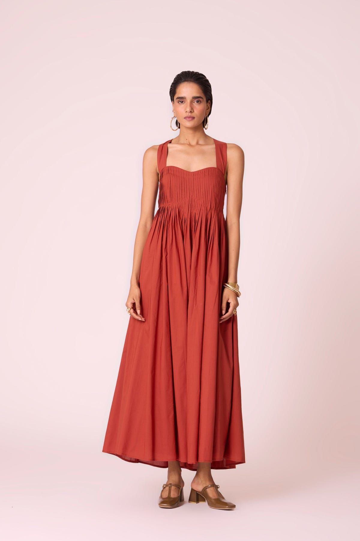 Erato Rust Pleated Dress - image 4