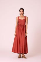 Erato Rust Pleated Dress view 4