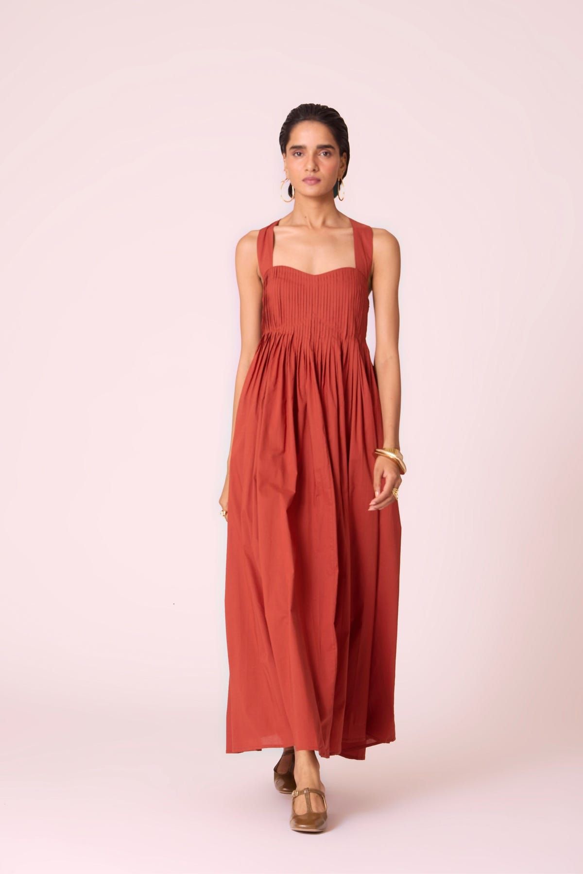 Erato Rust Pleated Dress - image 9
