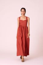 Erato Rust Pleated Dress view 9