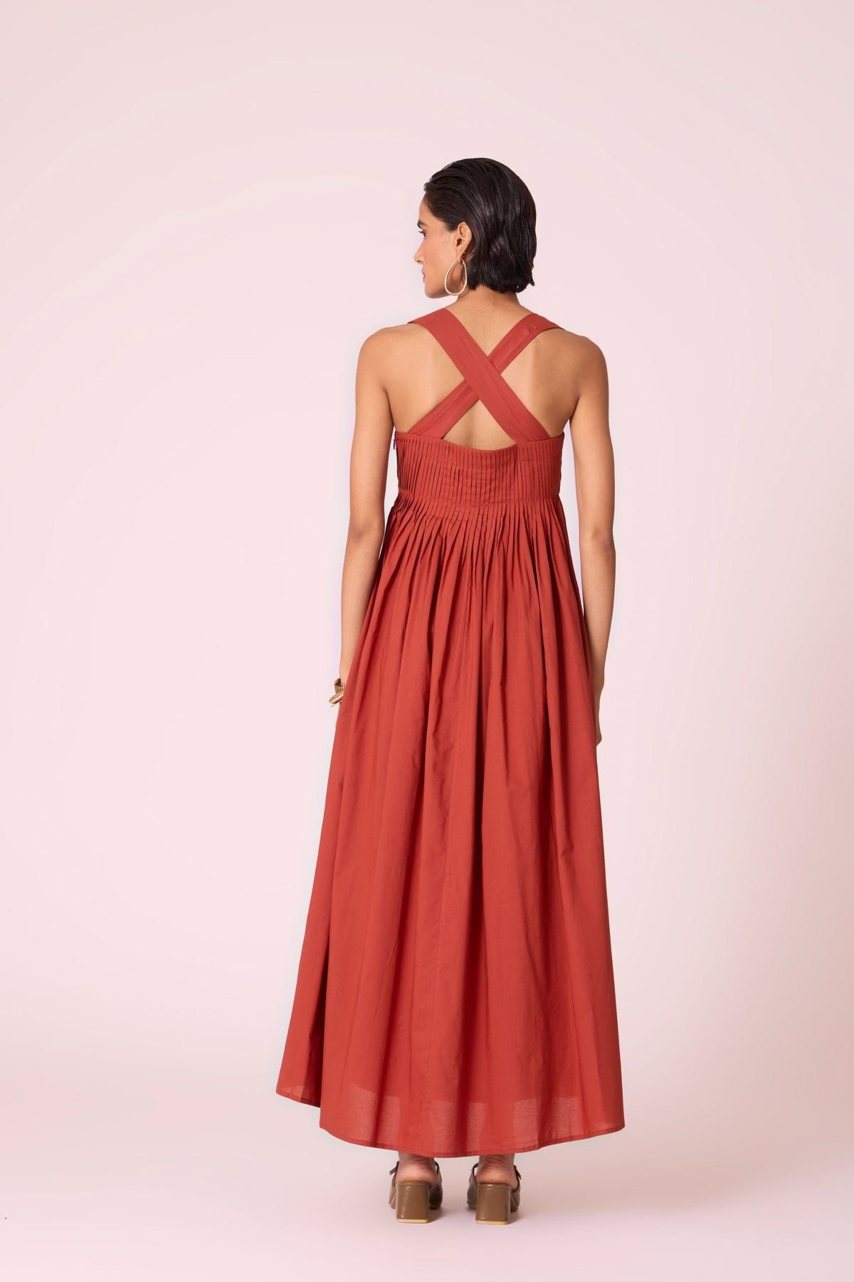 Erato Rust Pleated Dress - image 10