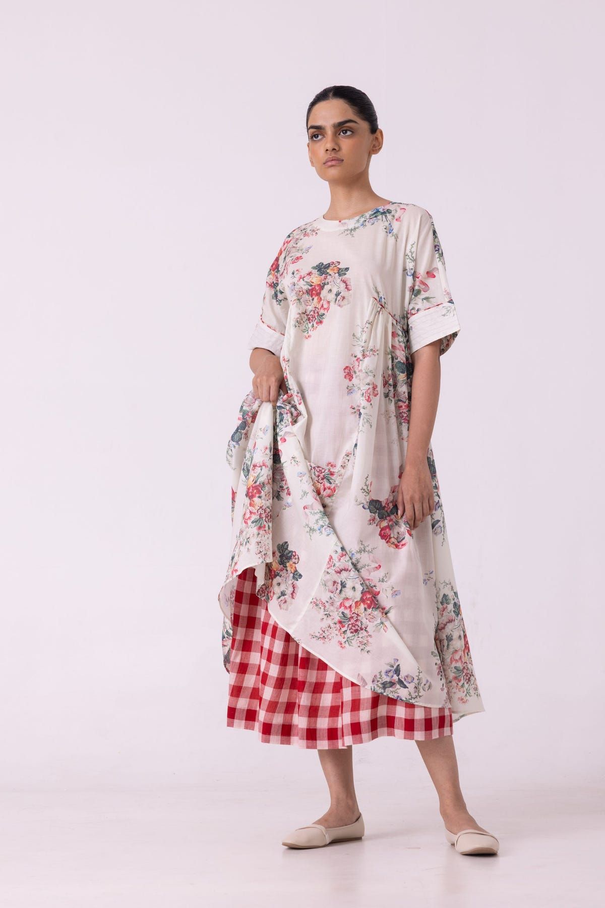 June Red Checkered Handwoven Skirt - image 11