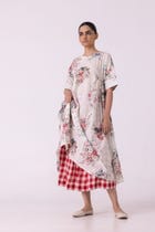 June Red Checkered Handwoven Skirt view 11