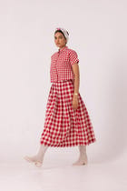 June Red Checkered Handwoven Skirt view 6