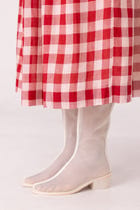 June Red Checkered Handwoven Skirt view 8