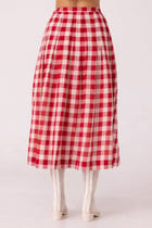 June Red Checkered Handwoven Skirt view 9