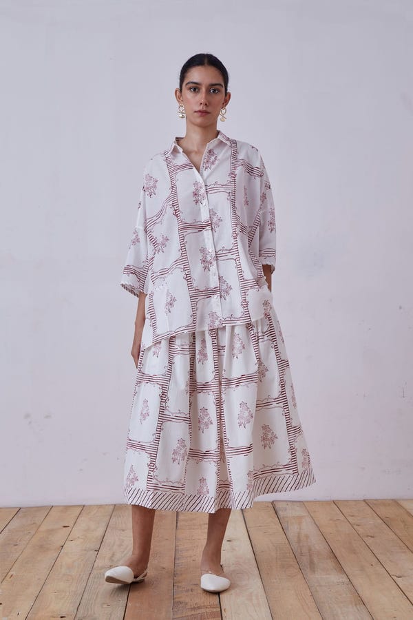 The Summer House — Goonj Red Hand Printed Shirt