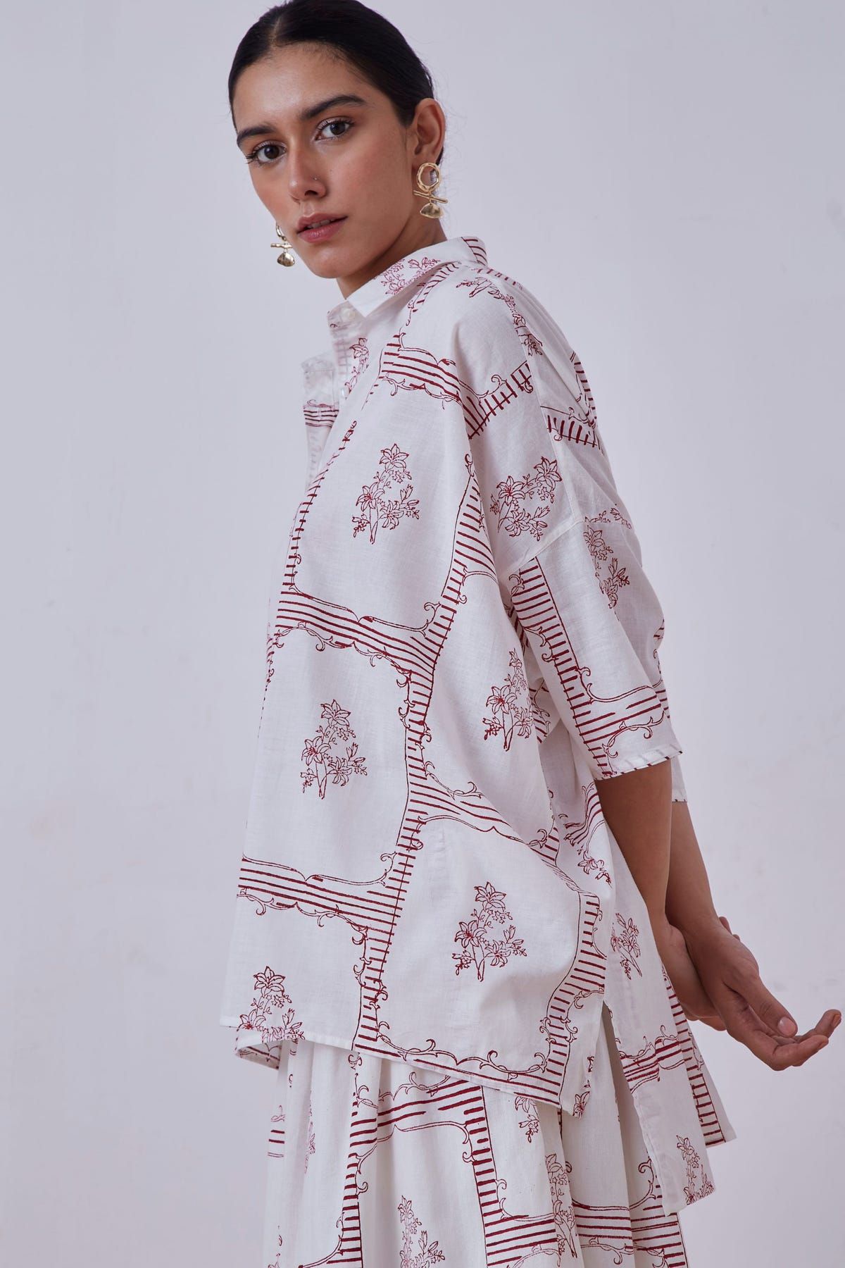 Goonj Red Hand Printed Shirt - image 3