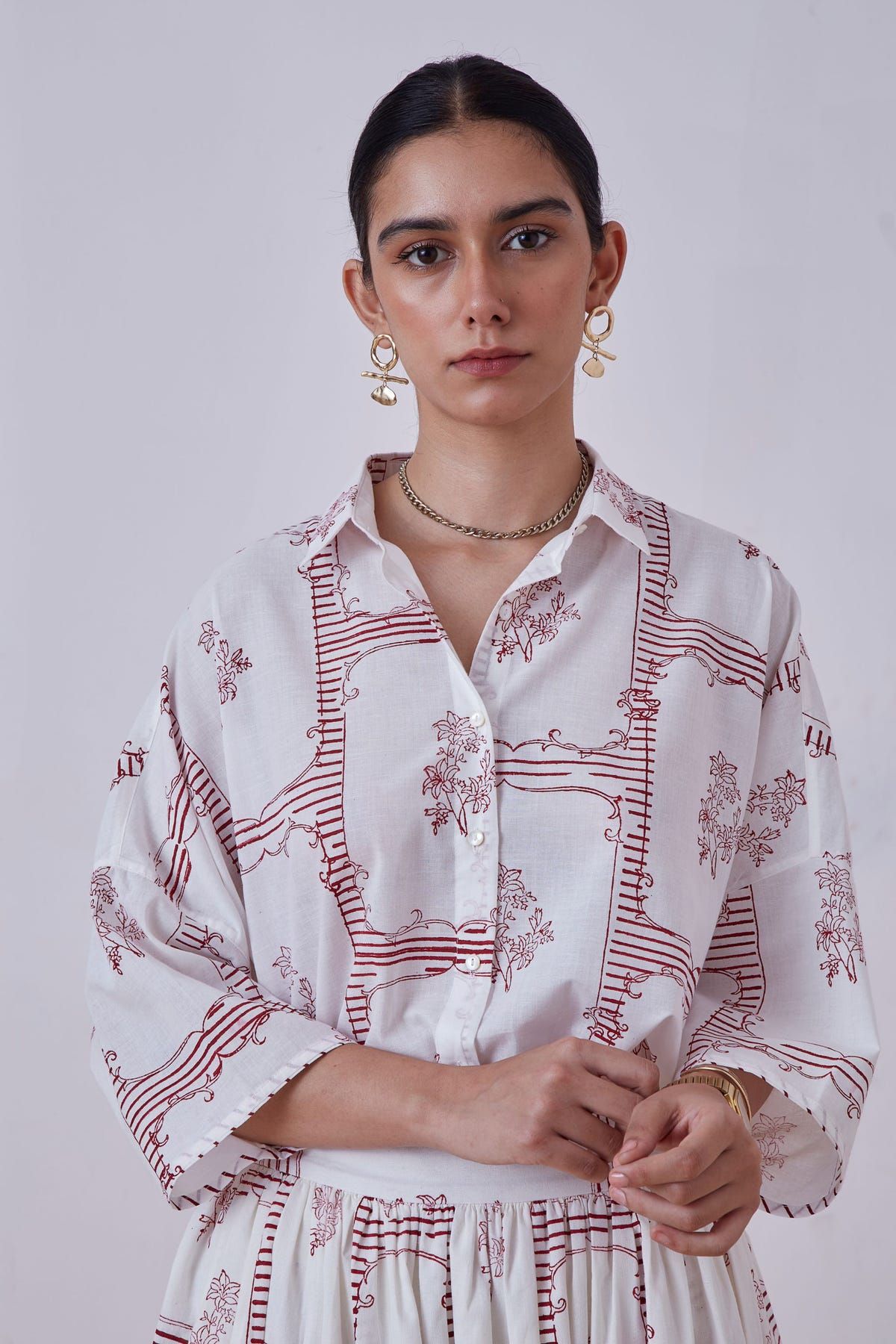 Goonj Red Hand Printed Shirt - image 5