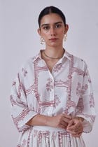 Goonj Red Hand Printed Shirt view 5