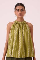 Sean Green Striped Ikat Top view 1