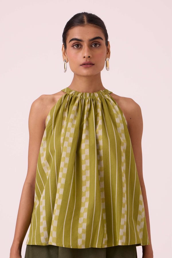 The Summer House — Sean Green Striped Ikat Top
