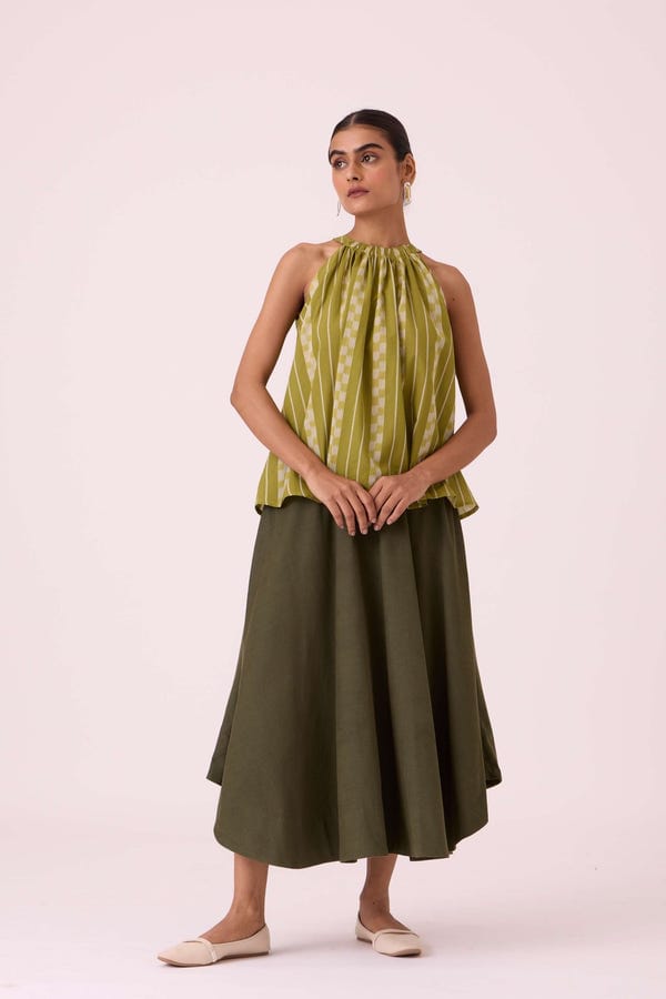 The Summer House — Sean Green Striped Ikat Top