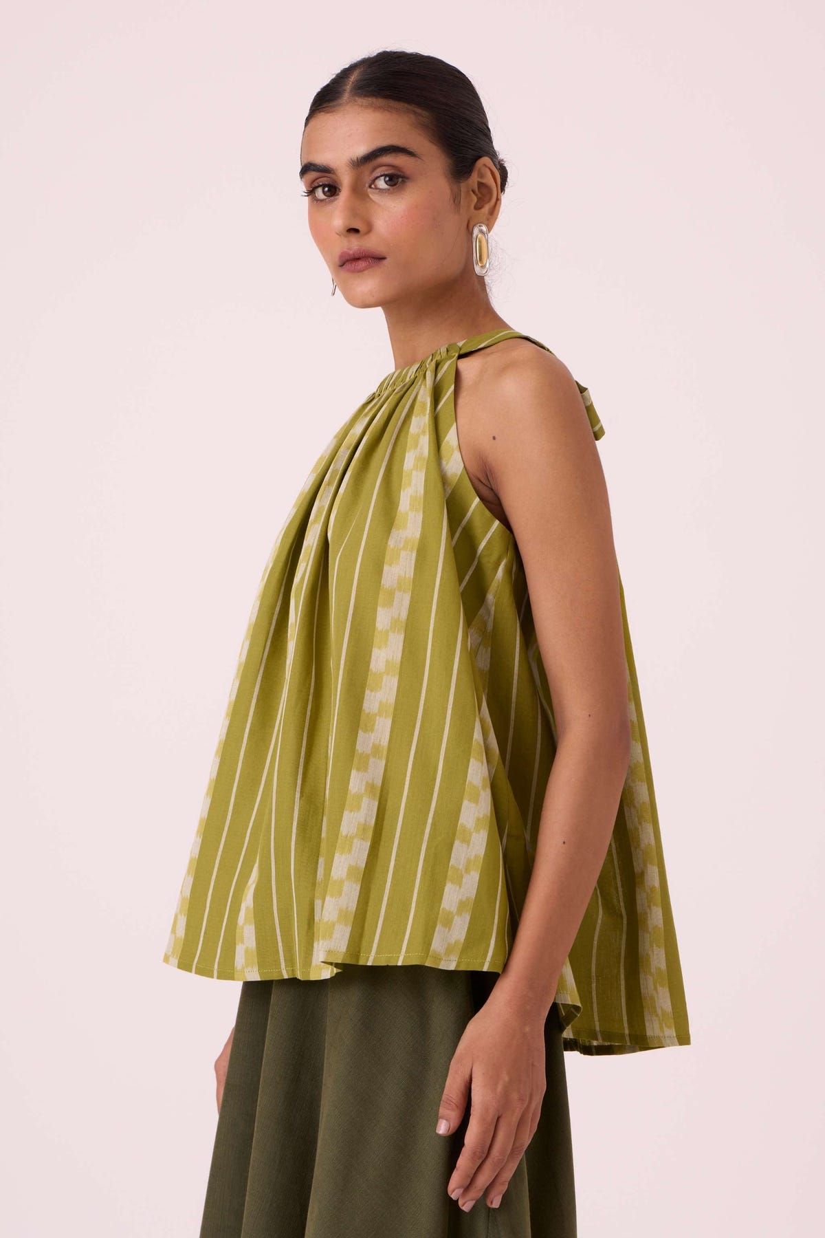 Sean Green Striped Ikat Top - image 3