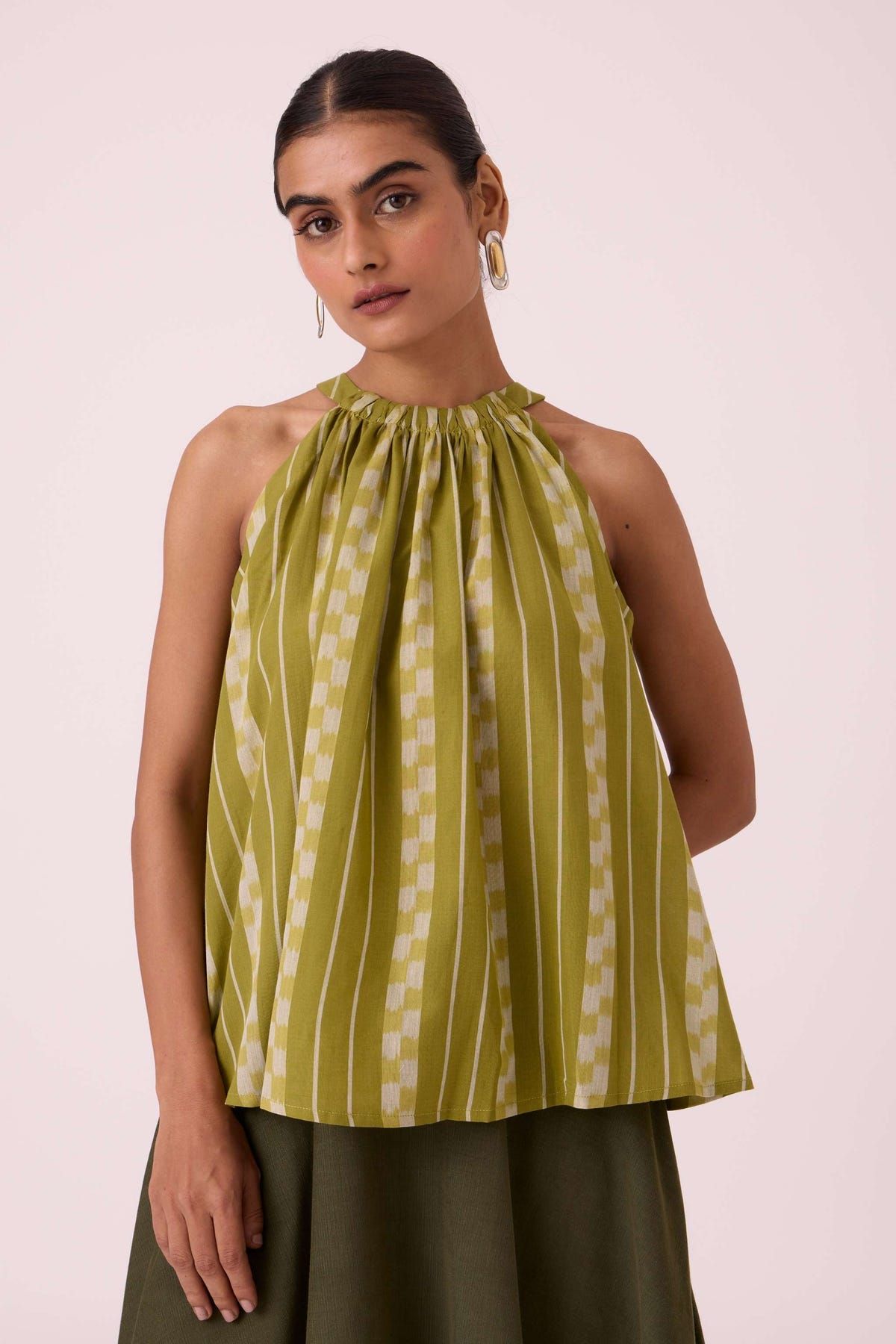 Sean Green Striped Ikat Top - image 4