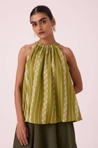 Sean Green Striped Ikat Top view 4