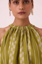 Sean Green Striped Ikat Top view 5
