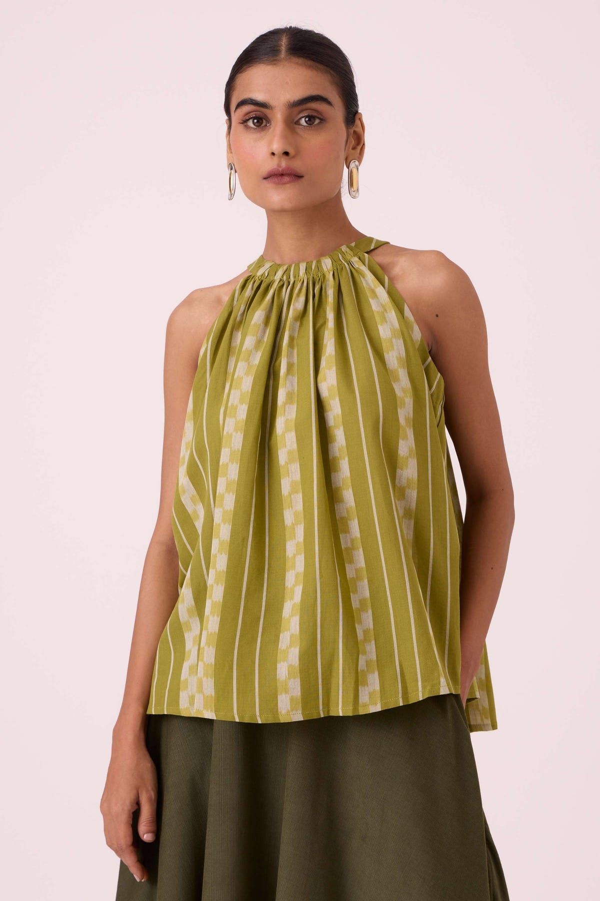 Sean Green Striped Ikat Top - image 6