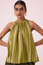 Sean Green Striped Ikat Top view 7