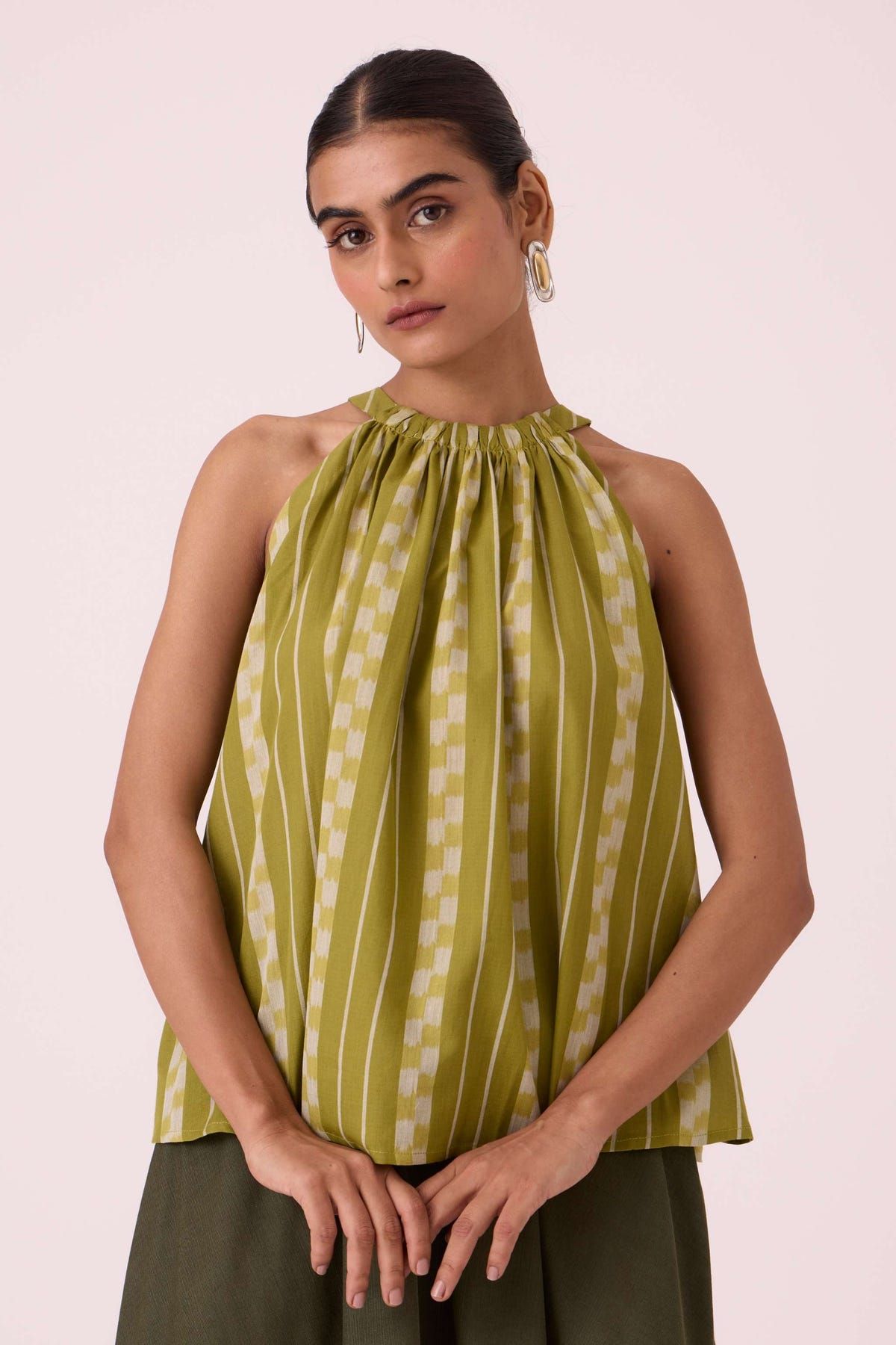 Sean Green Striped Ikat Top - image 9